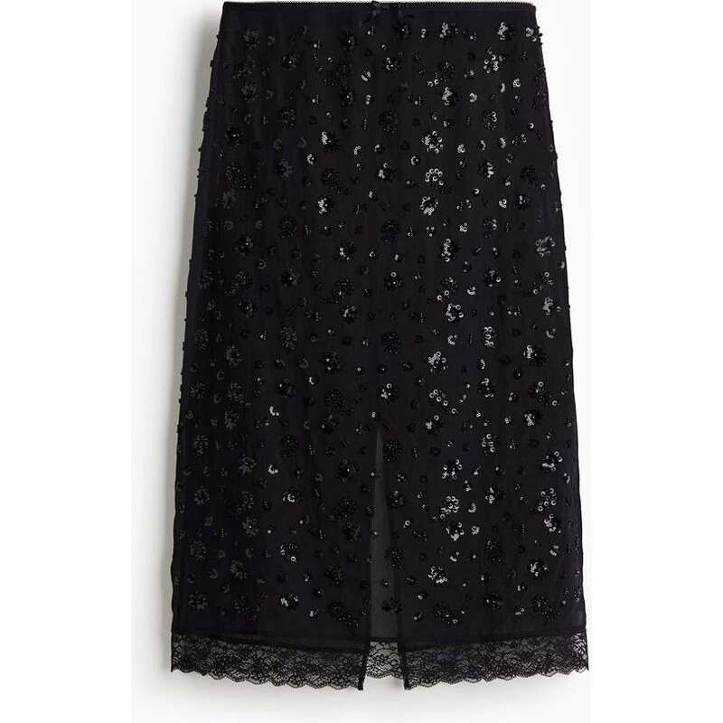 H&M - Šifonová sukně s flitry - Černá