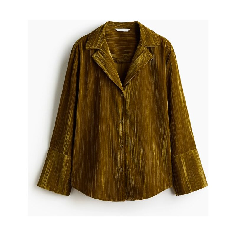 H&M - Sametová košile - zelená 110363296