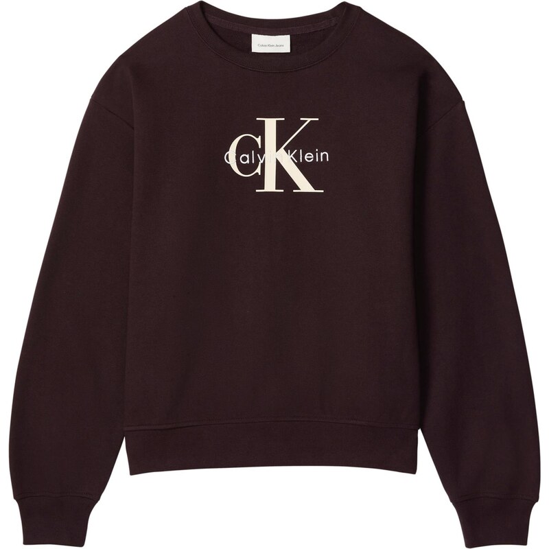 Calvin Klein Jeans Mikina krémová / hnědá / bílá