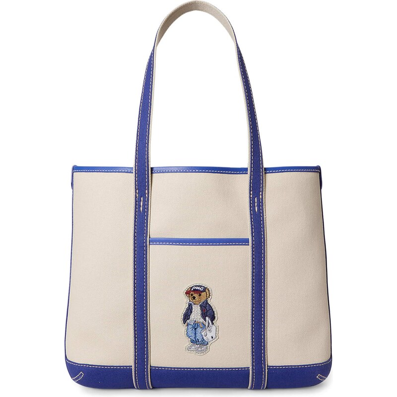 Polo Ralph Lauren Nákupní taška SPRING BEAR režná / kobaltová modř 110400447