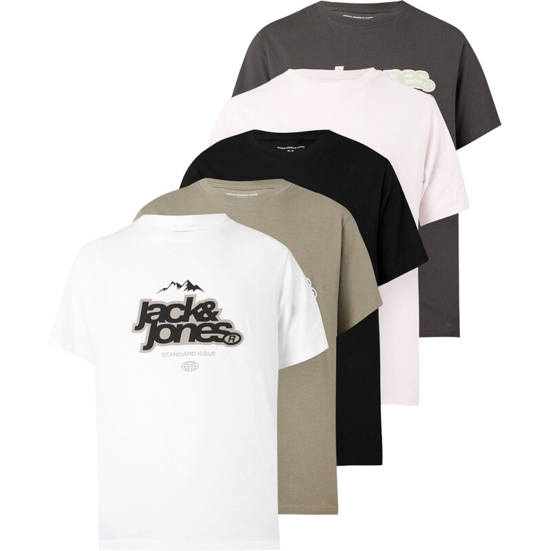 JACK & JONES Tričko JCOFLARE krémová / tmavě šedá / černá / bílá