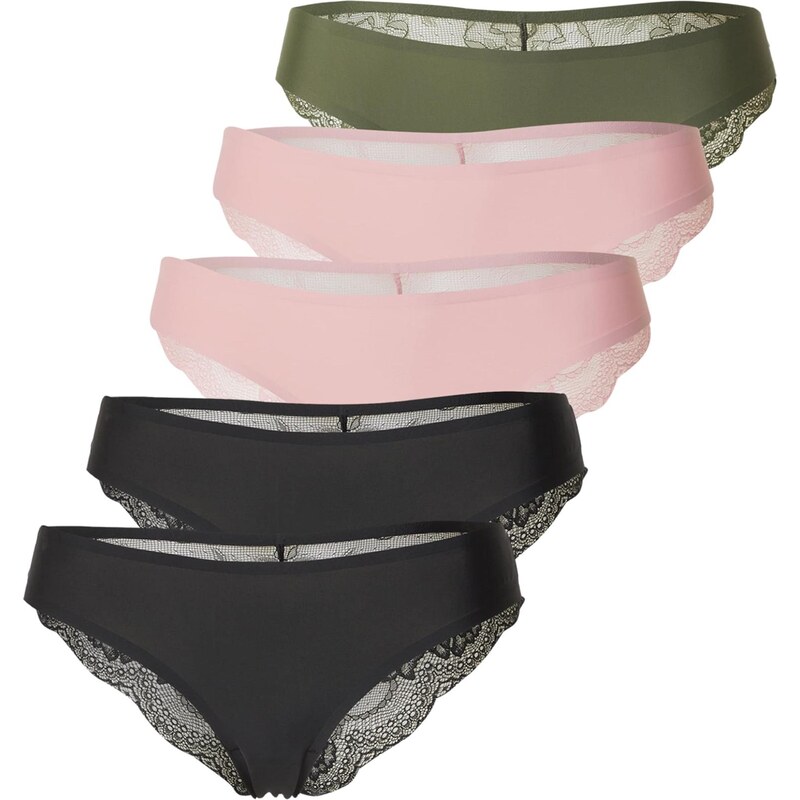 Hunkemöller Tanga tmavě zelená / švestková / černá