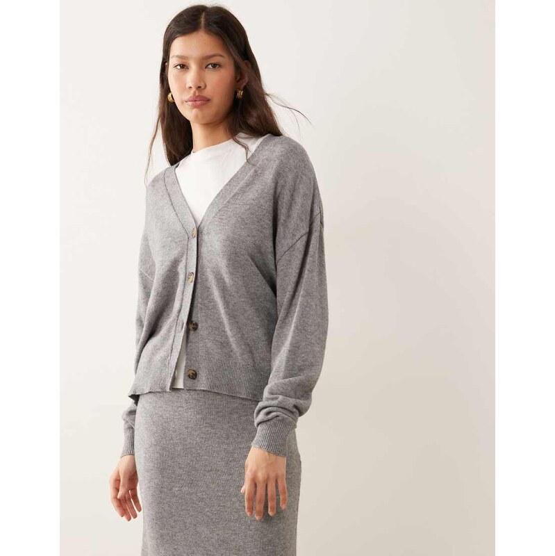 Vila knitted cardigan co-ord in medium grey melange