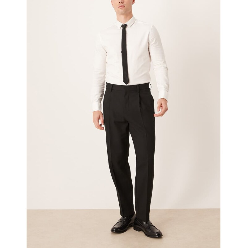 ASOS DESIGN smart pleated relaxed tapered leg trousers and
