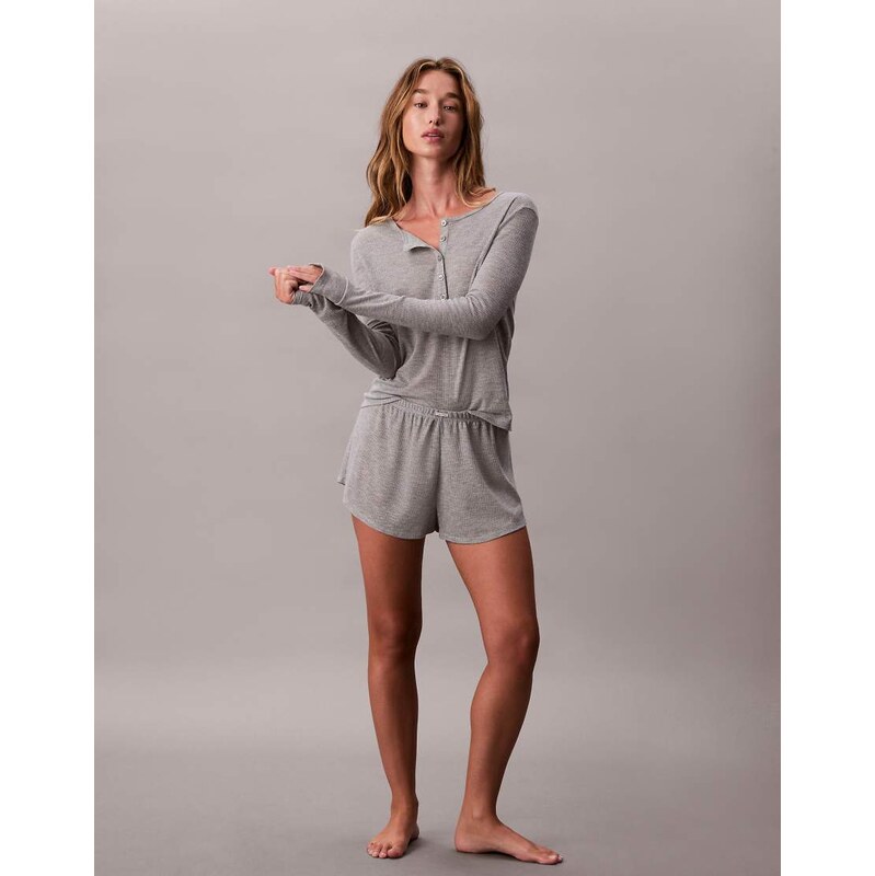 Calvin Klein waffle pyjama shorts in grey 110405716