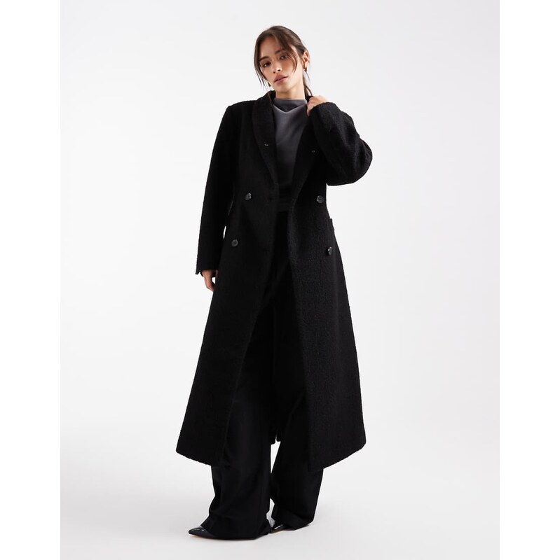 ASOS DESIGN sculpted boucle high neck formal coat in black-Brown 110919097