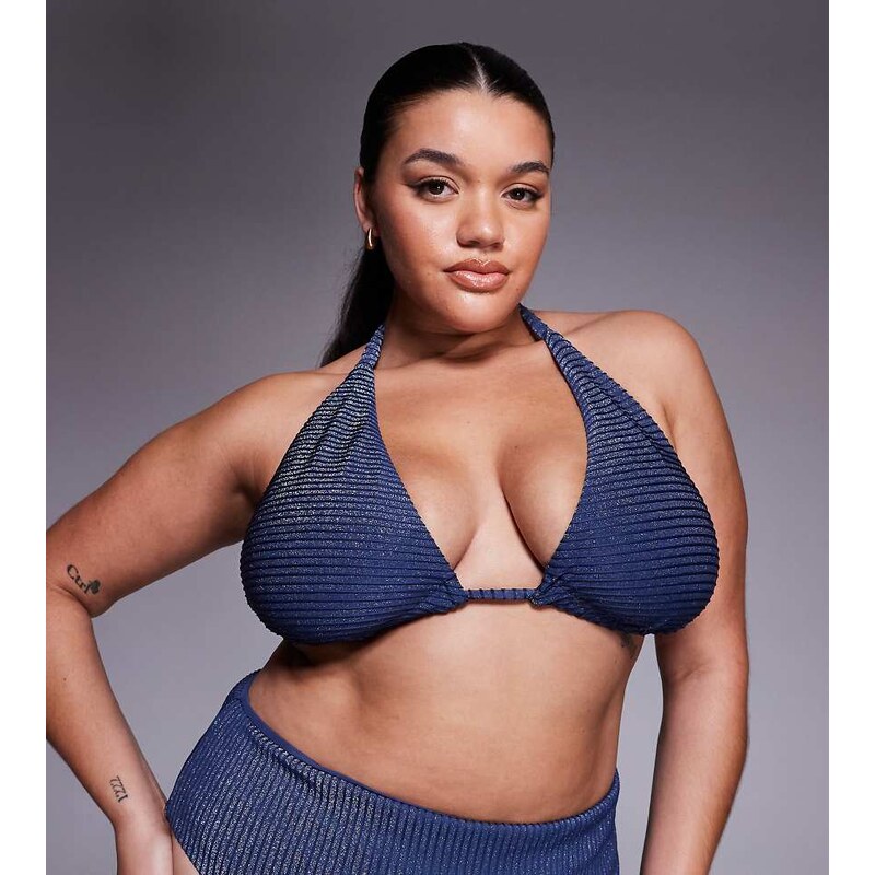 ASOS Curve ASOS DESIGN Curve Riddy Laguna glitter rib high apex