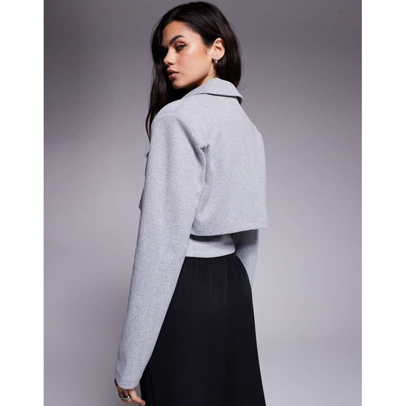 ASOS DESIGN co-ord brushed cropped blazer in grey