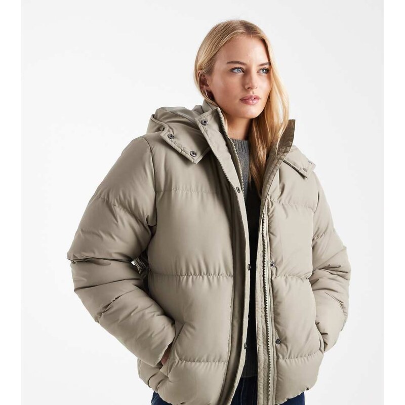 Brave Soul Tall hooded cropped puffer jacket in sage green 110405814