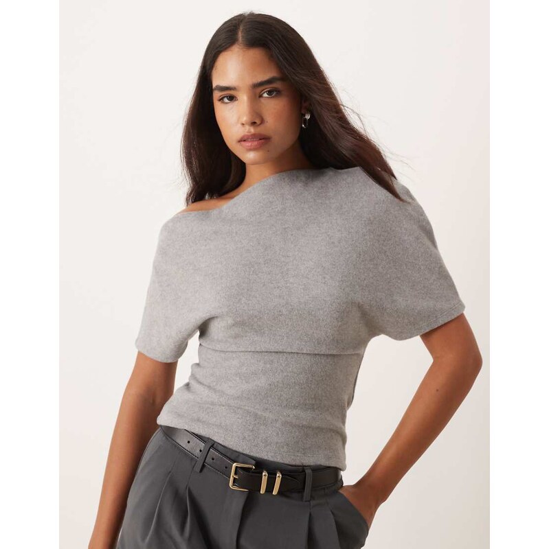 Gina Tricot soft asymmetric top in grey