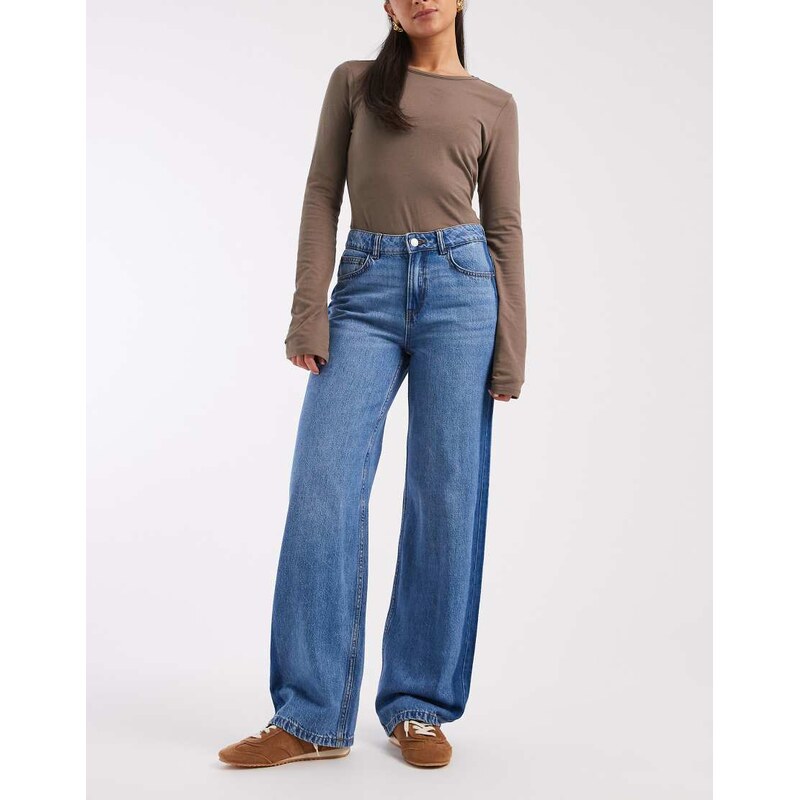 Vero Moda Allison straight leg two tone jeans in medium blue 115533777