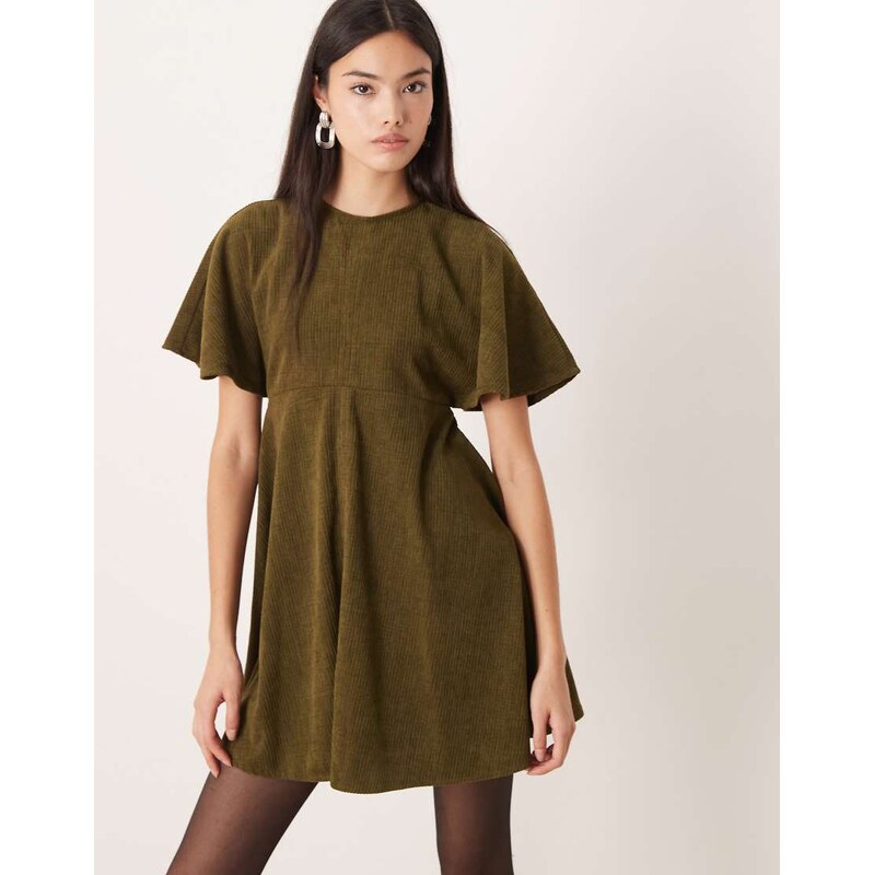 ASOS DESIGN cord t-shirt mini dress with stitching detail in