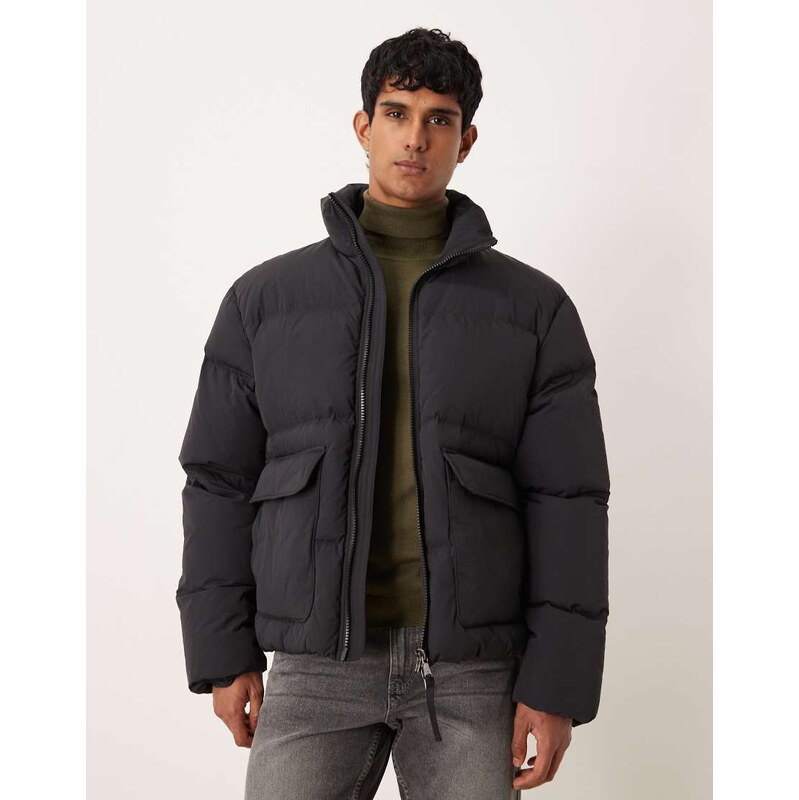 ARKET down puffer jacket with funnel neck in black