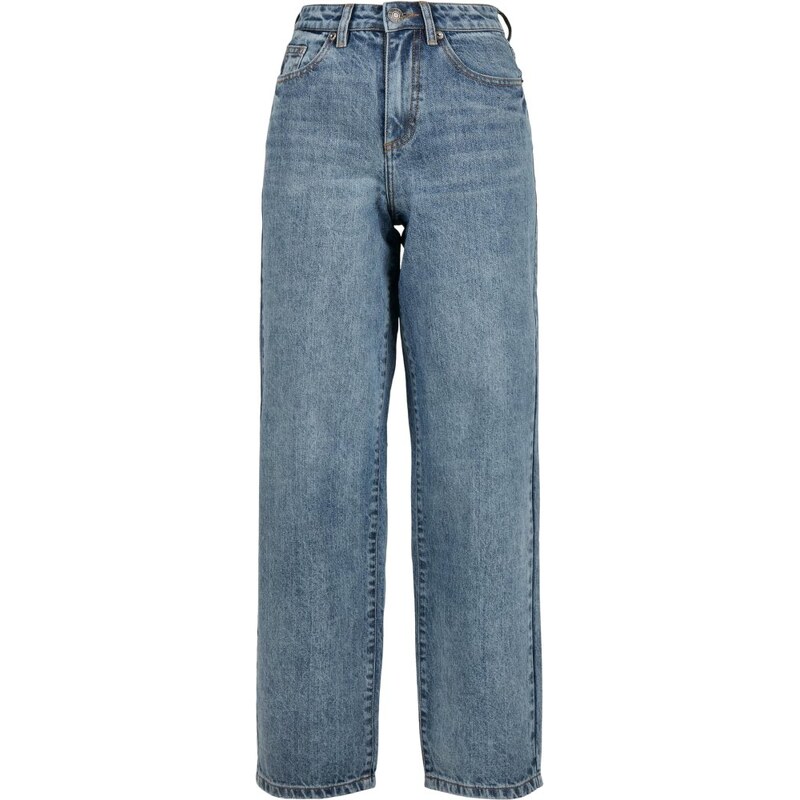 URBAN CLASSICS Ladies High Waist 90´S Wide Leg Denim Pants - tinted light blue washed