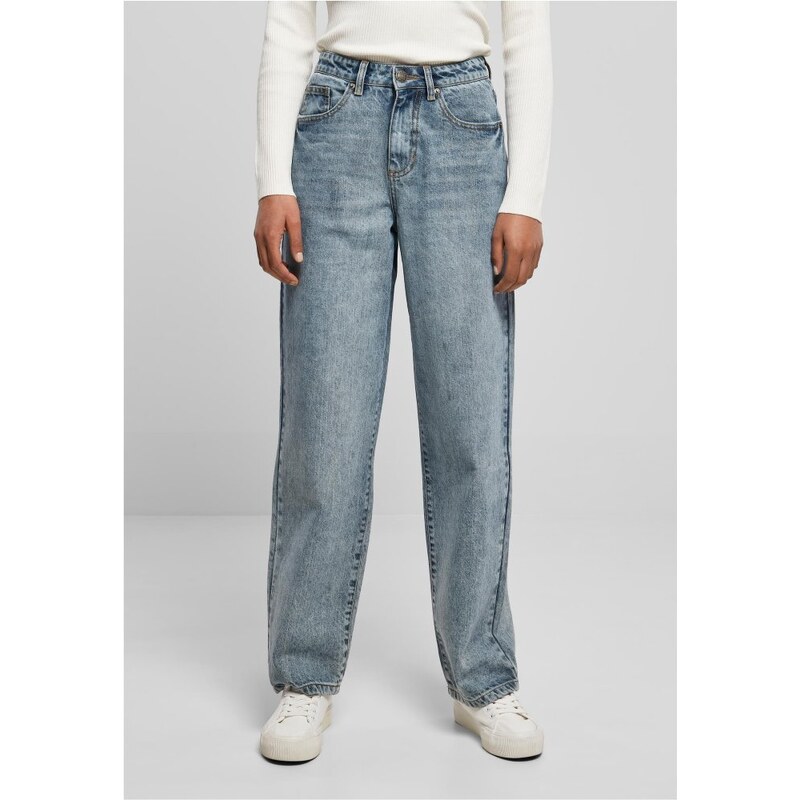 URBAN CLASSICS Ladies High Waist 90´S Wide Leg Denim Pants - tinted light blue washed