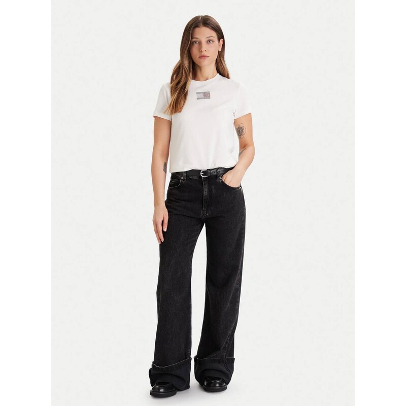 Tommy Jeans dámské krémové tričko