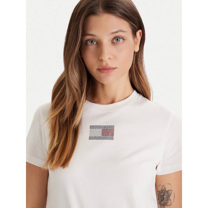 Tommy Jeans dámské krémové tričko
