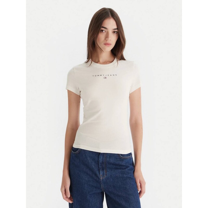 Tommy Jeans dámské krémové tričko