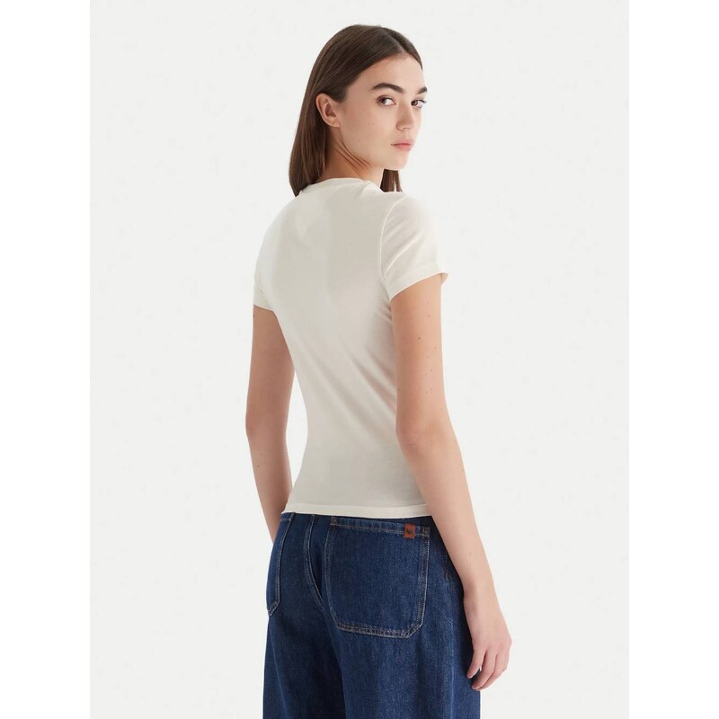 Tommy Jeans dámské krémové tričko