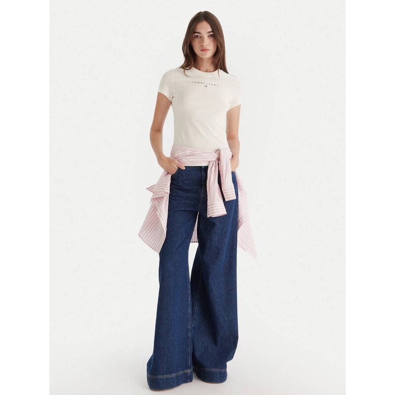 Tommy Jeans dámské krémové tričko