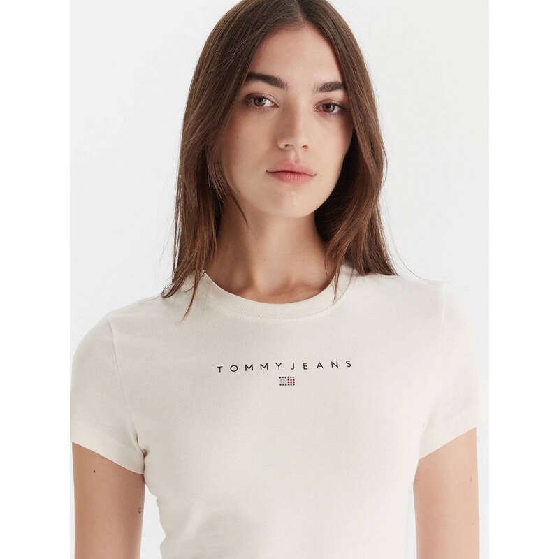 Tommy Jeans dámské krémové tričko