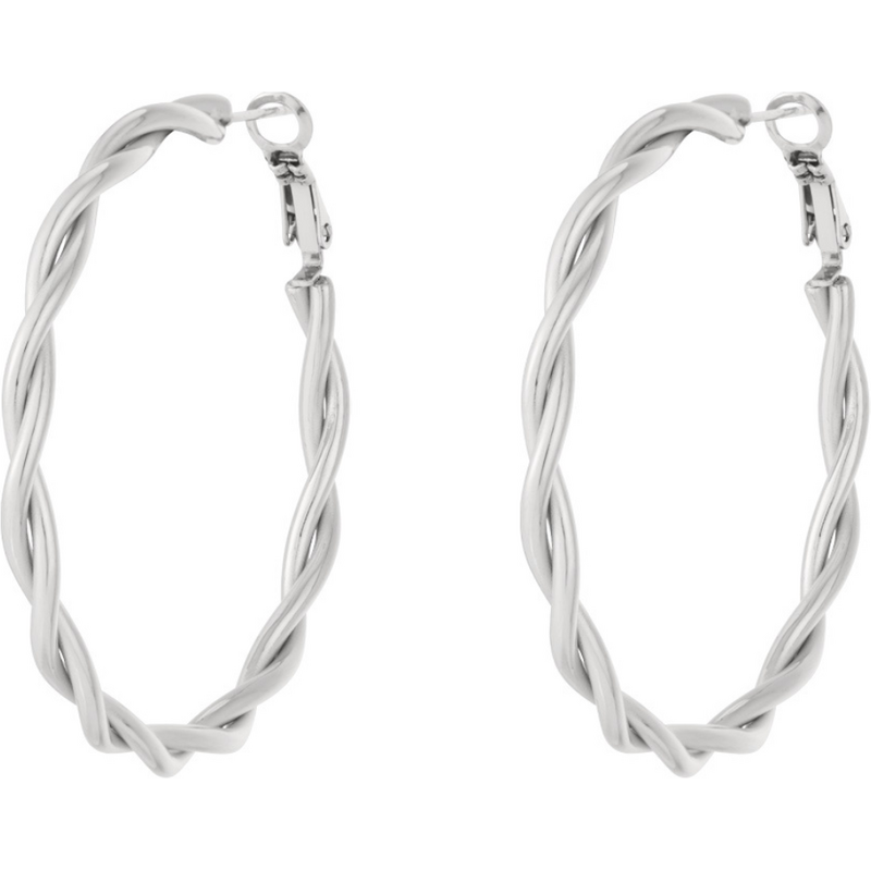 SYLVIENE Náušnice kruhy TWISTED Silver 5 cm 110425531