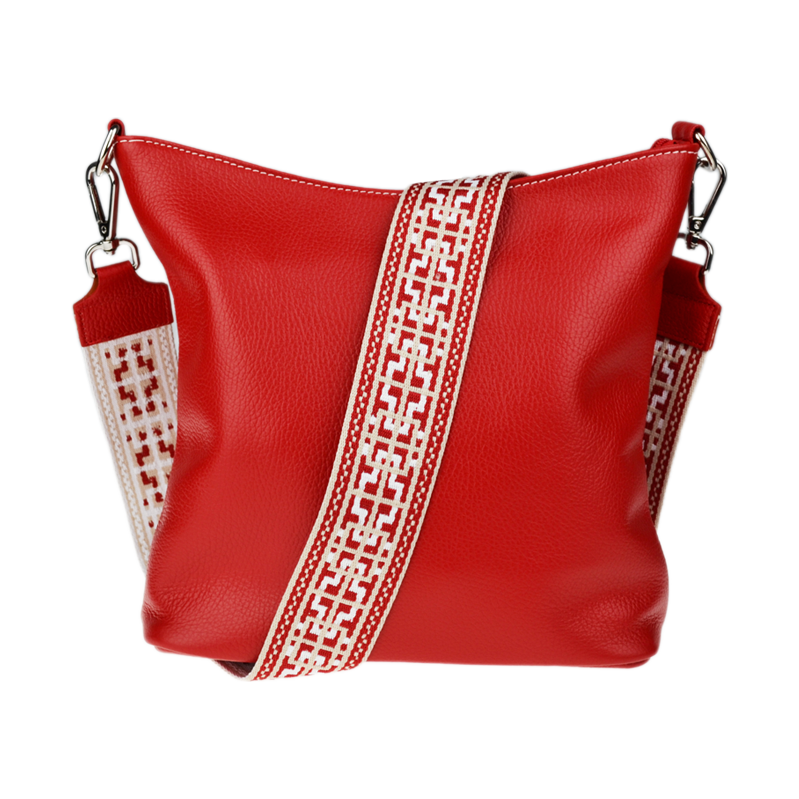 Červená kožená italská crossbody kabelka Amalia Rossa III