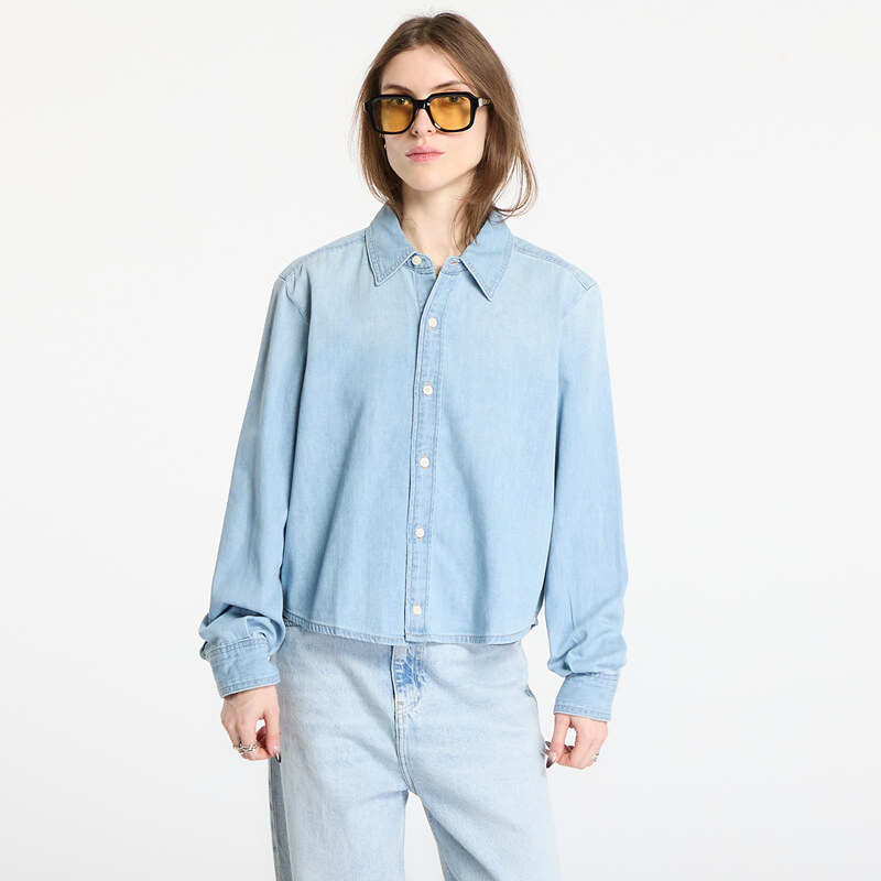 Košile Calvin Klein Jeans Cropped Ls Shirt Blue M 110429720