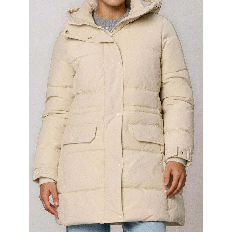 Sinsay - Prošívaná puffer bunda s kapucí - béžová 109481286