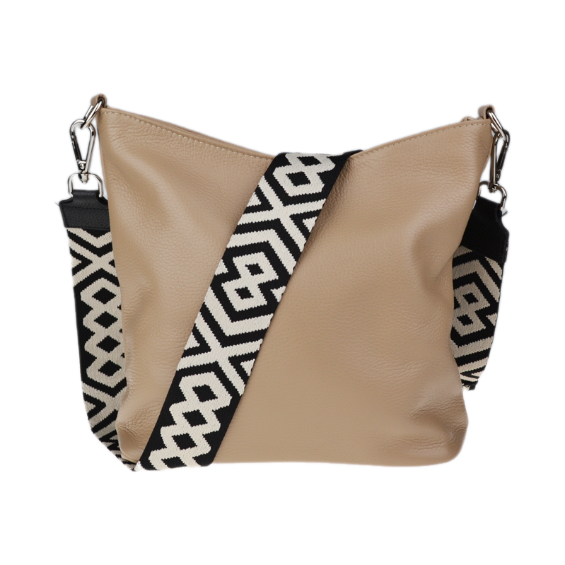 Béžová kožená italská crossbody kabelka Amalia Cappuccino II
