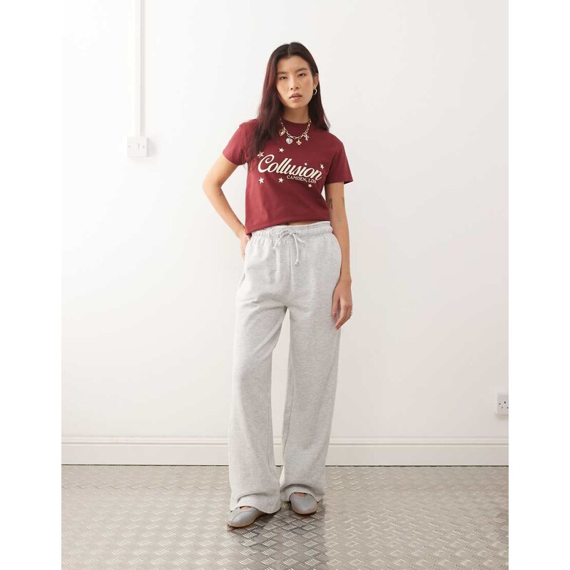 COLLUSION washed straight leg jogger in grey