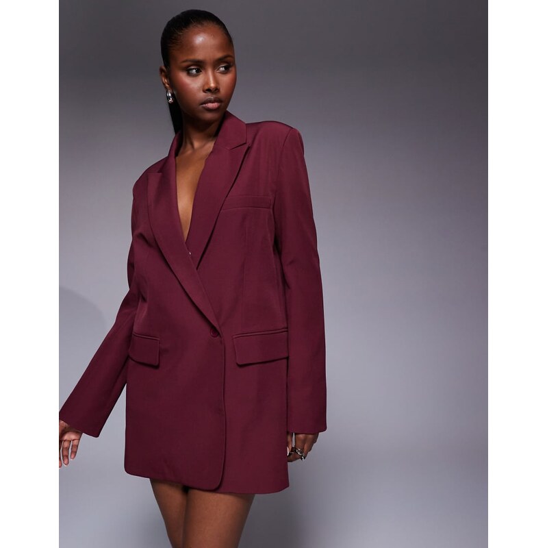 Kaiia exclusive structured oversized blazer dress in wine 110432606