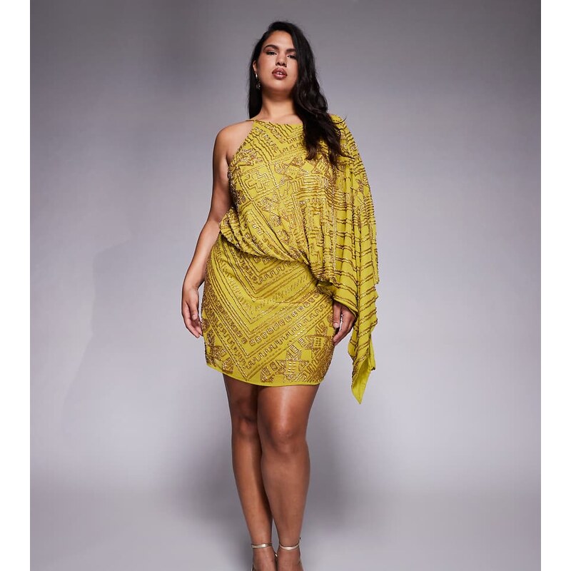 ASOS Curve ASOS DESIGN Curve asymmetric cape detail allover