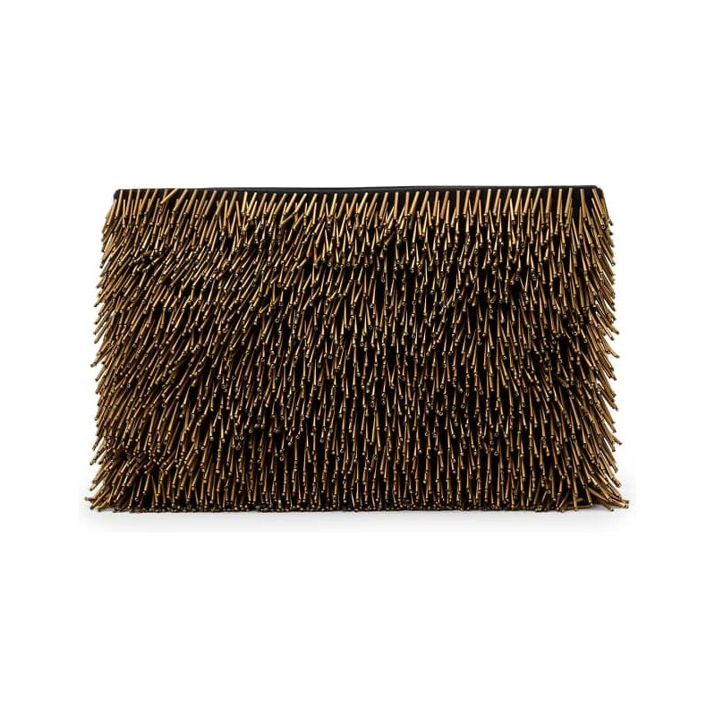 Allsaints Bettina bead clutch bag in gold-Brown 110432636