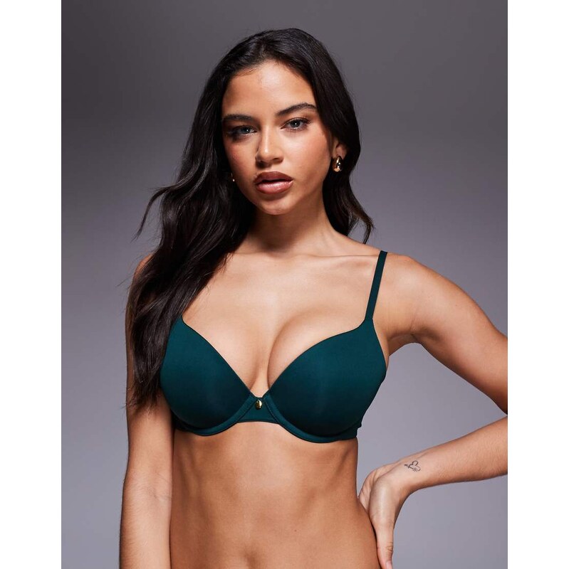 ASOS DESIGN moulded t-shirt bra with charm detail and embossed