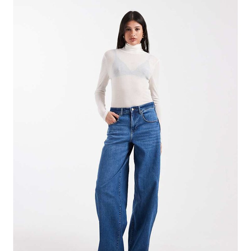 ONLY Tall Tamy barrel jeans in mid blue denim