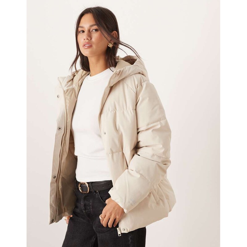 JJXX hooded puffer jacket in cream-White 115516039