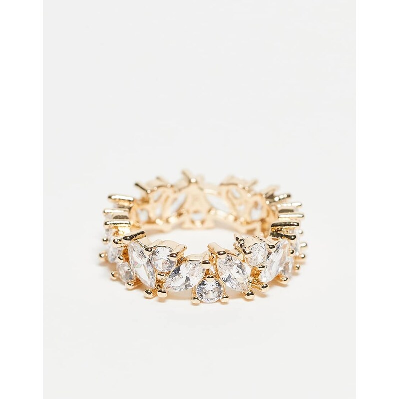 ASOS DESIGN baguette ring with clear cubic zirconia crystals in