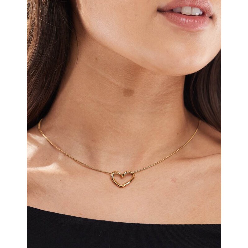 ASOS DESIGN waterproof stainless steel necklace with heart pendant in 110460396