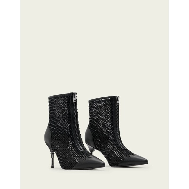 Allsaints Natasha mesh pointed boot in black