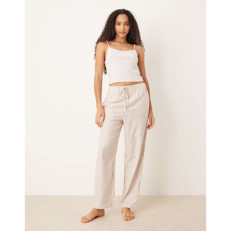 Mango striped flannel pyjama trousers in brown 115723222