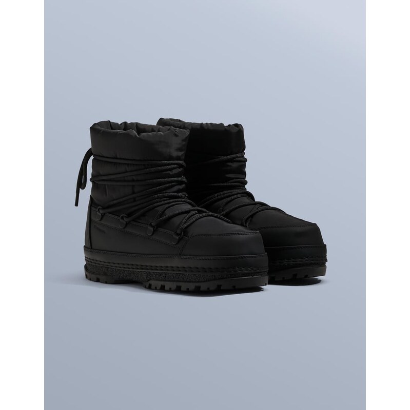 OYSHO Lace-up nylon après-ski boots in black