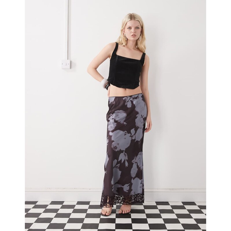 Reclaimed Vintage Limited Edition midi satin skirt with inserted