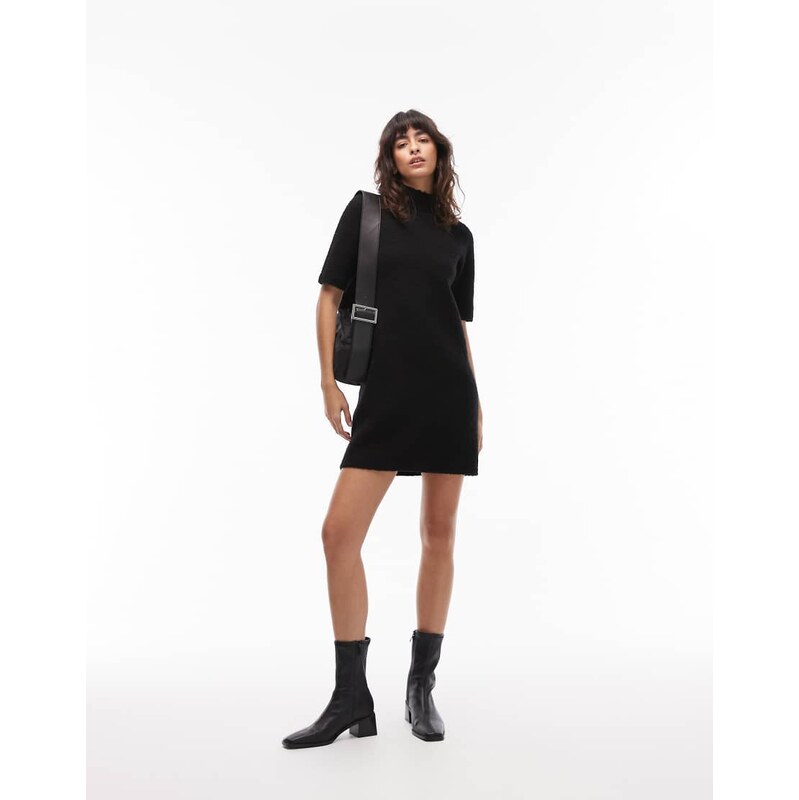 & Other Stories wool mix knitted mini dress in black 110432701