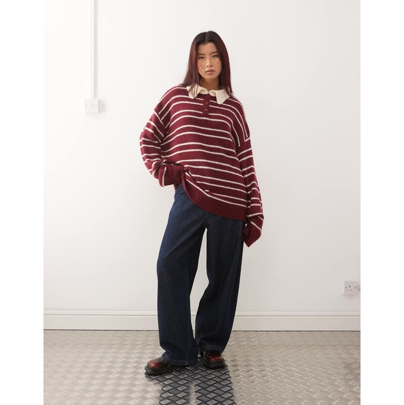 Lioness Rising Sun knitted contrast collar detail oversized rugby 115518187