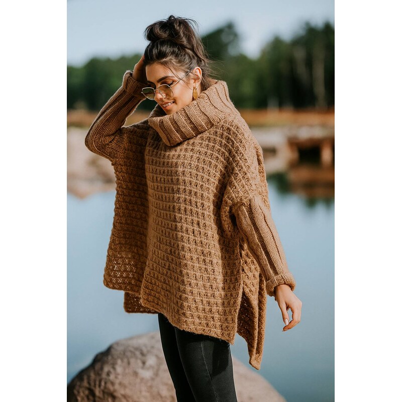 Fashionweek Pletené pončo s rolákem VANESSA 43169820