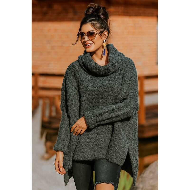 Fashionweek Pletené pončo s rolákem VANESSA 43169822