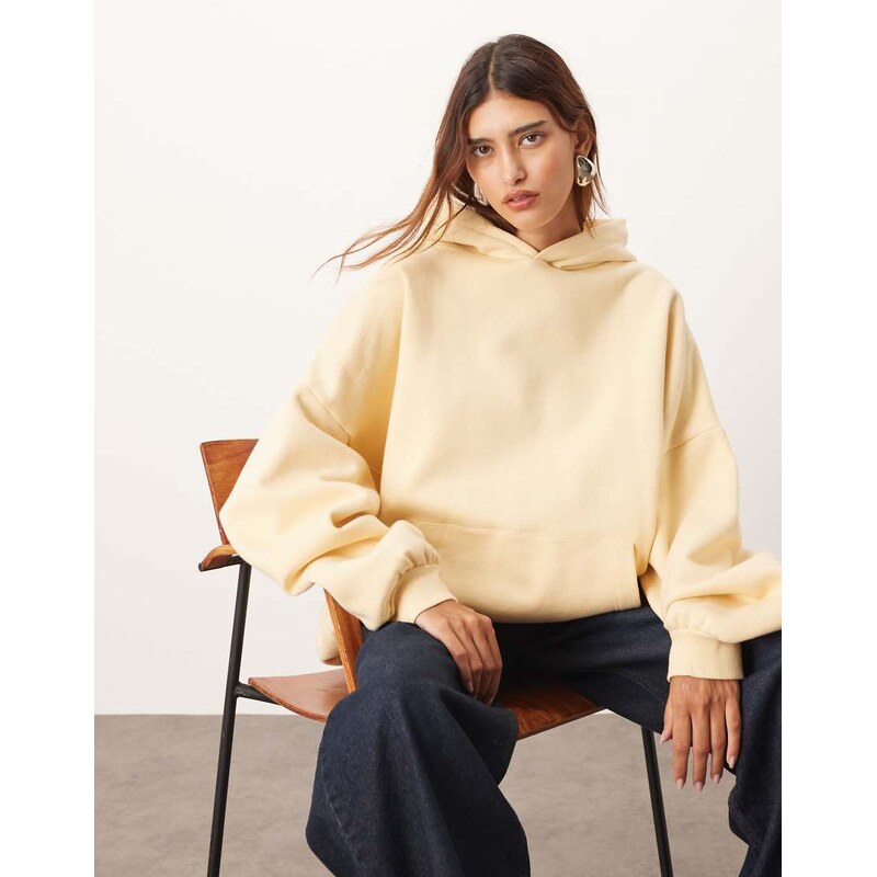 ARRANGE oversized premium heavy weight hoodie in buttermilk-Yellow 115513189