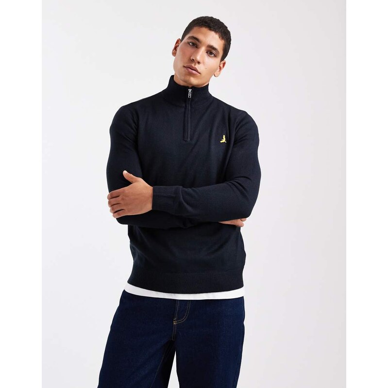 Brave Soul 1/4 zip knitted jumper in navy 110433090