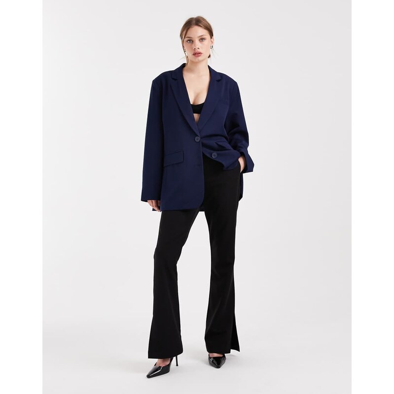 Pieces oversized tailored blazer in navy 115514538